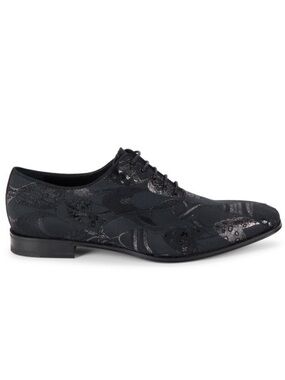 Salvatore Ferragamo belshaw sz 7.5 metallic print Men's Black  Lace-Up Dress